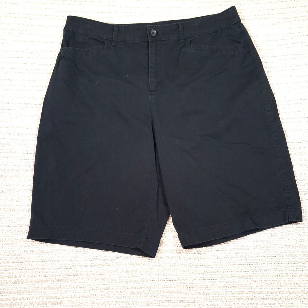 CROFT BARROW WOMENS BLACK STRETCH BERMUDA SHORTS SIZE 12 CLASSIC FIT